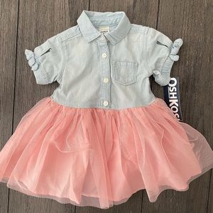 Denim and pink dress